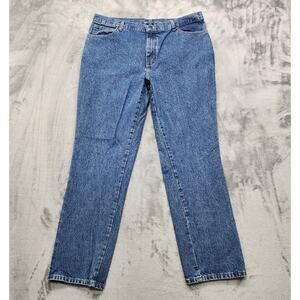 Lee Jeans Womens 16 Blue Relaxed Fit Straight Leg Mid Rise Medium Wash Casual